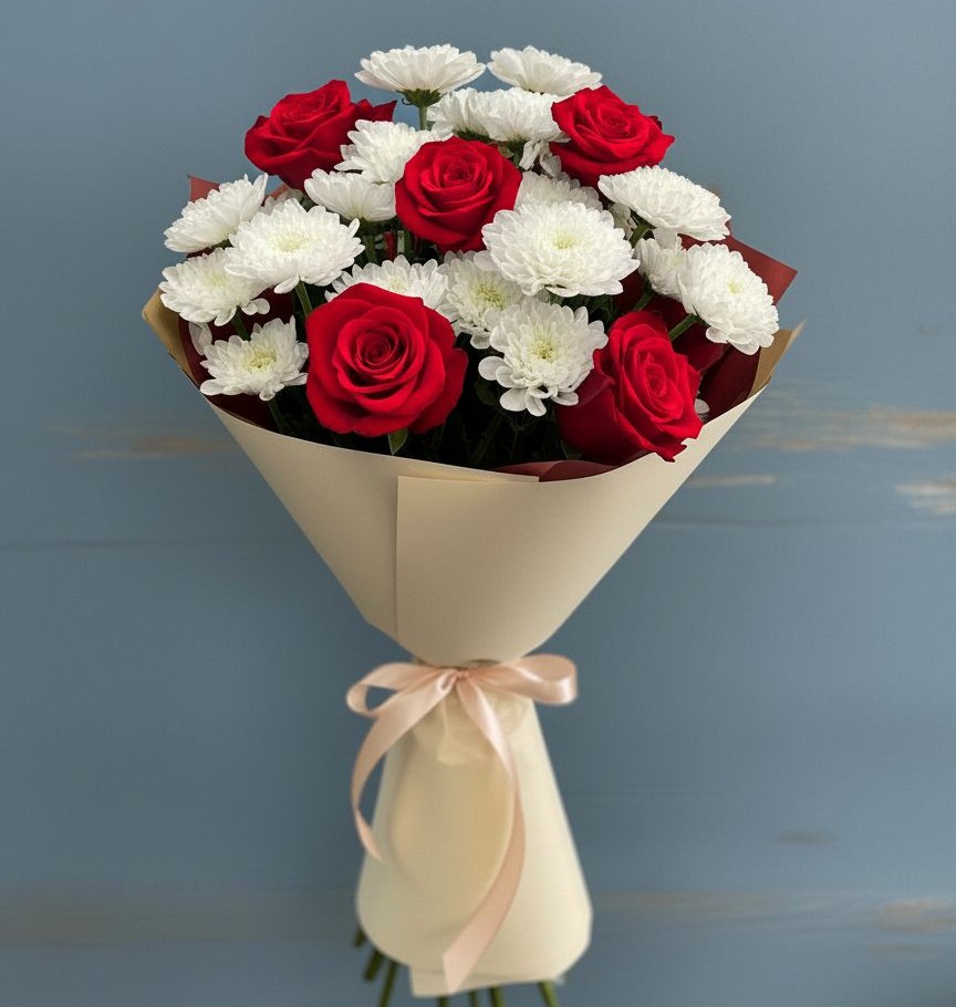 Букет цветов из: Розы и Хризантемы в Иркутске