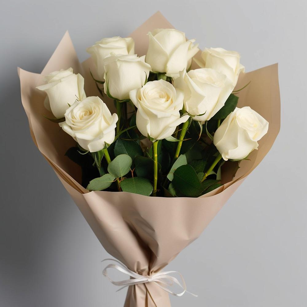 Букет 9 Белых роз Эдлесс Лав в Иркутске