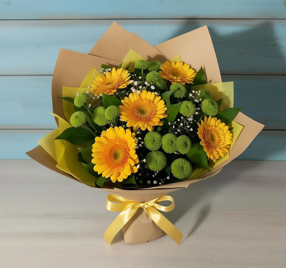 Букет цветов из: Герберы и Хризантемы в Иркутске