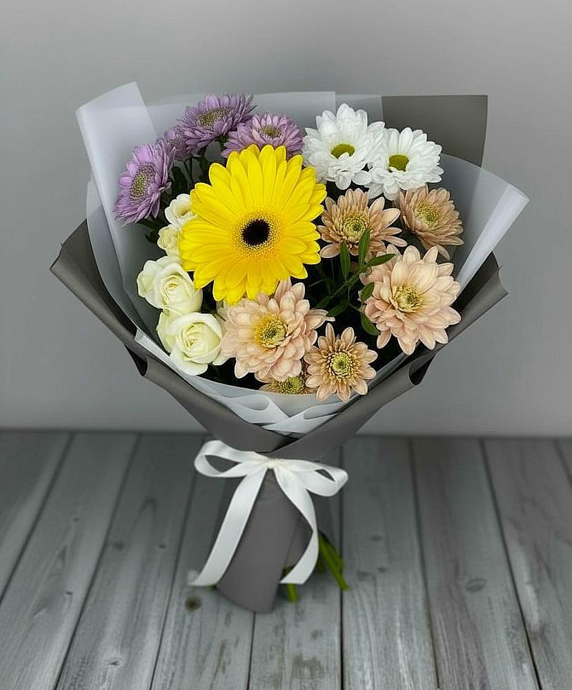 Букет цветов из: Розы, Герберы и Хризантемы в Иркутске