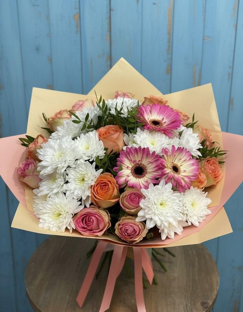 Букет цветов из: Розы, Герберы и Хризантемы в Иркутске